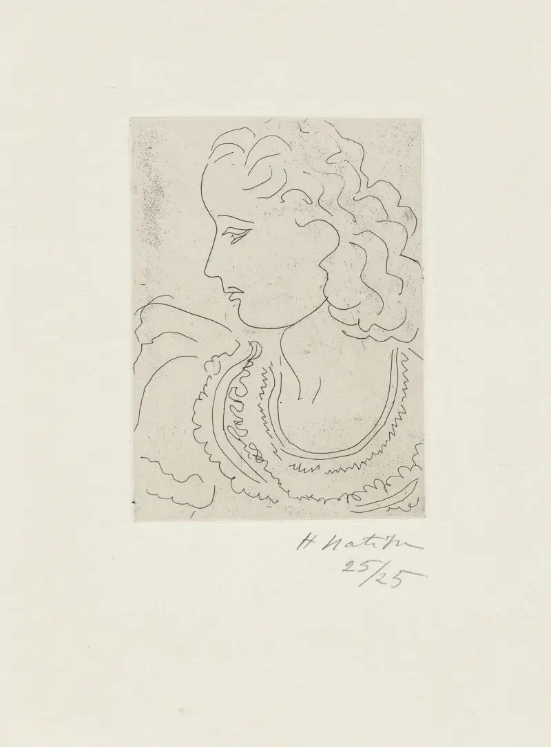 Jeune femme de profil, blouse en dentelle av Henri Matisse
