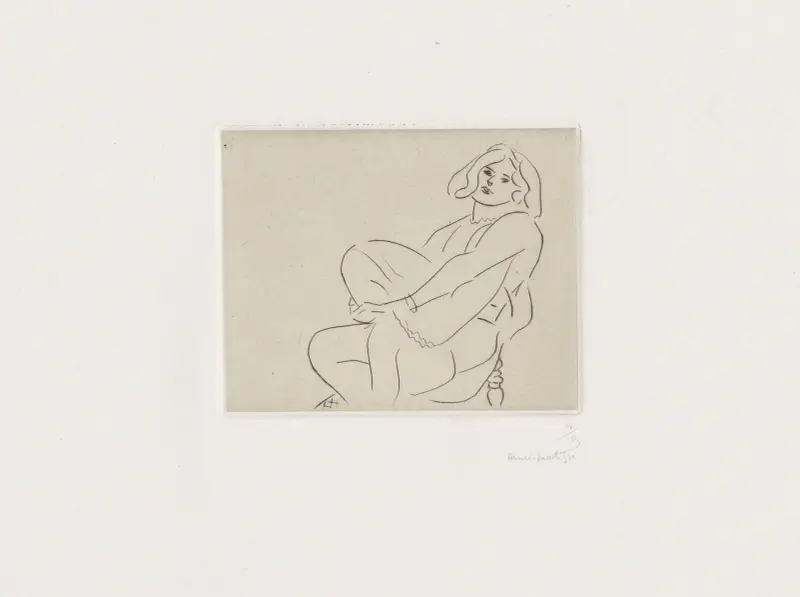 Jeune femme enserrant son genou gauche av Henri Matisse