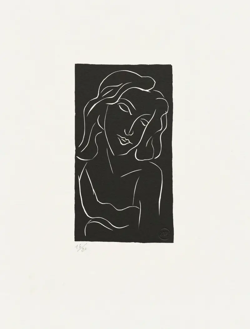 Jeune femme le visage penché av Henri Matisse