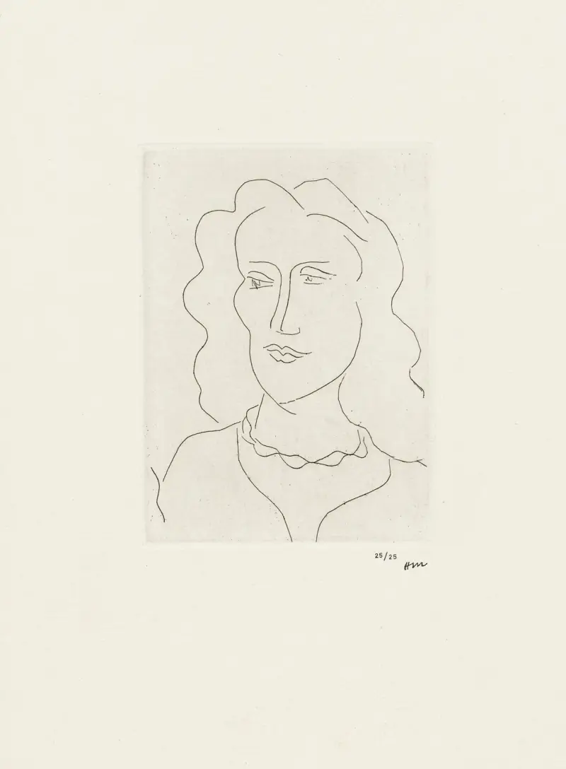 Jeune femme, visage de trois-quarts, 1946 av Henri Matisse