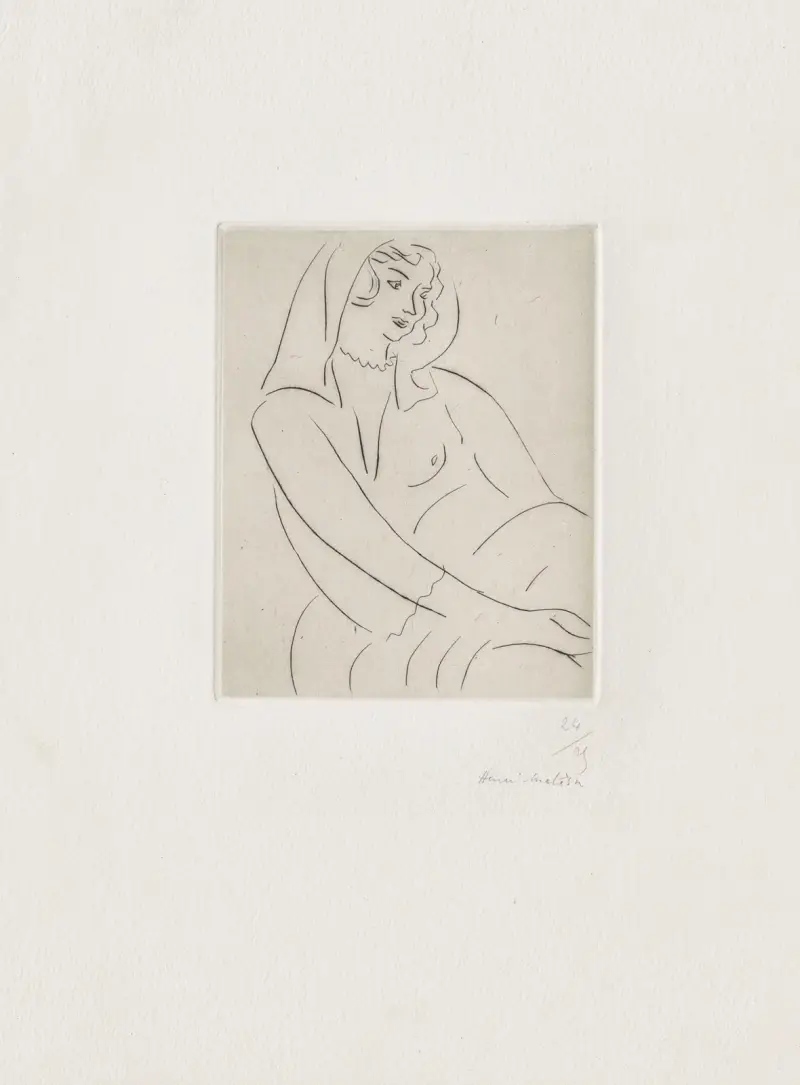 Jeune femme, voile sur la tête av Henri Matisse
