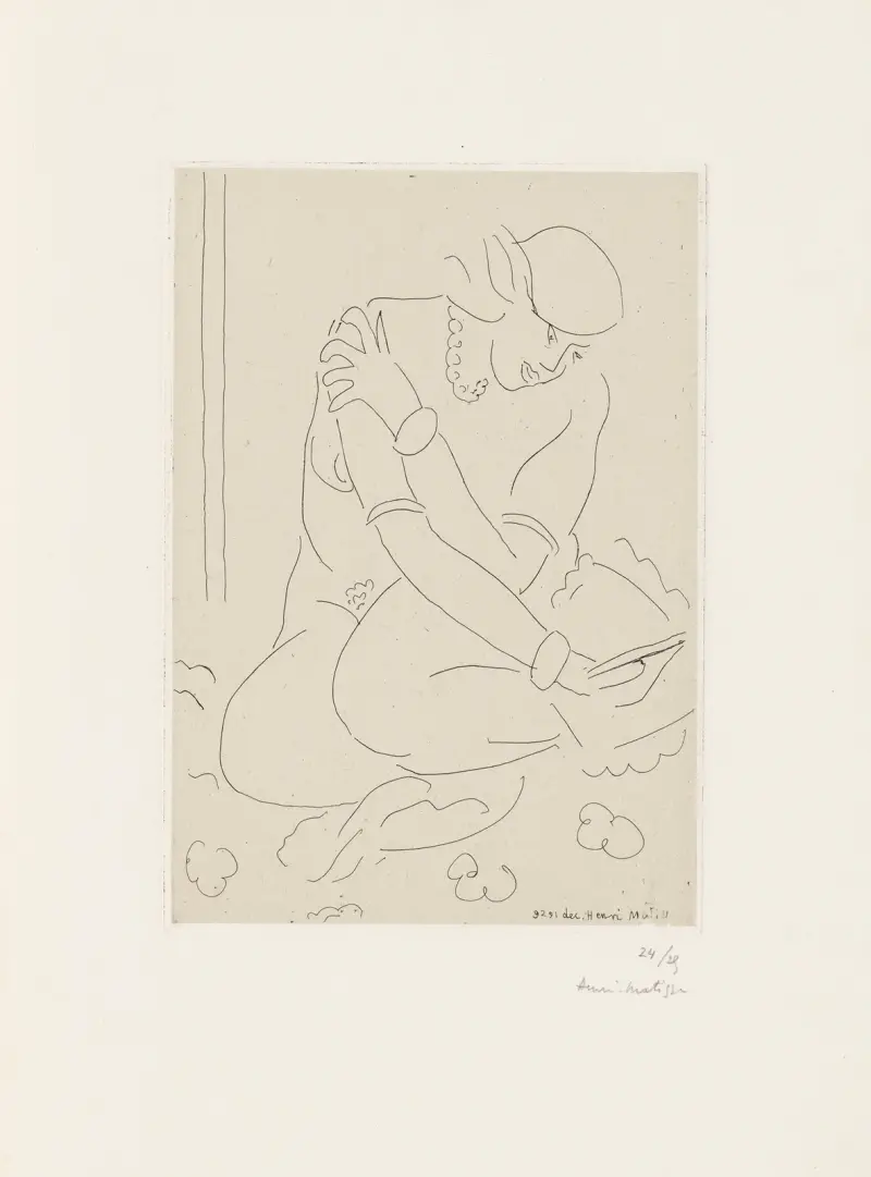 Nu accroupi, main sur l’épaule av Henri Matisse