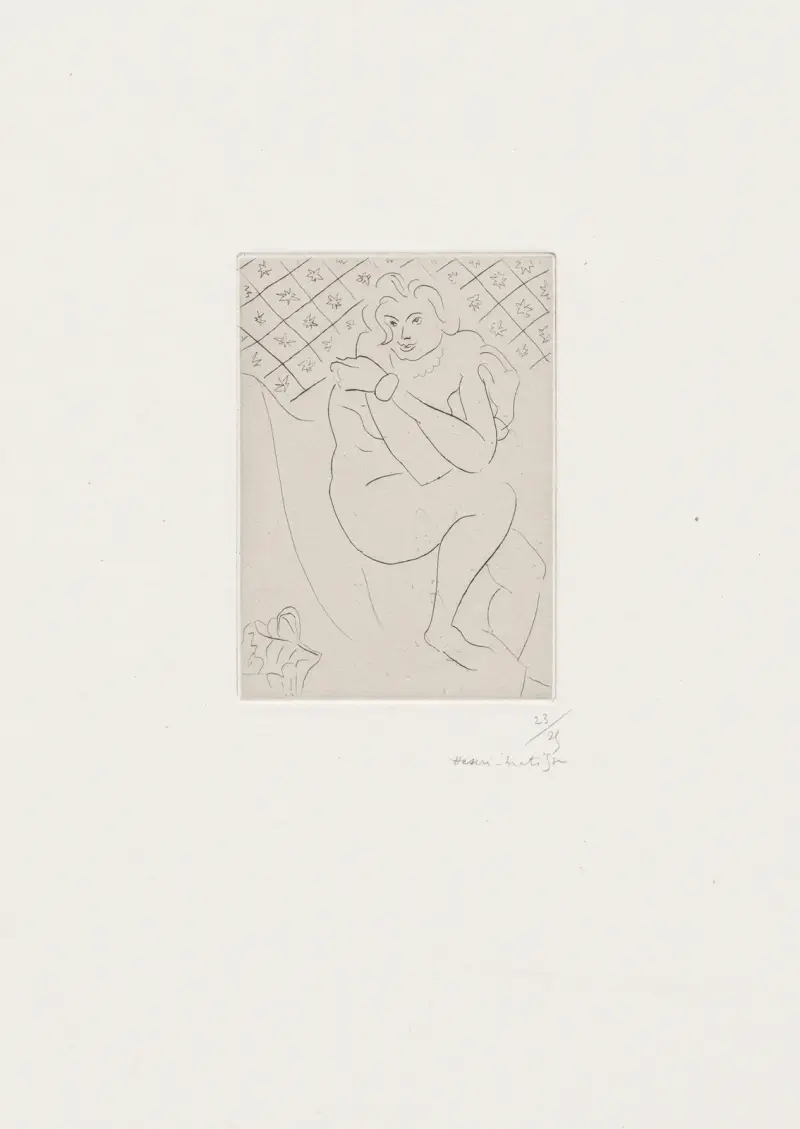 Nu assis, bras croisés sur la poitrine av Henri Matisse