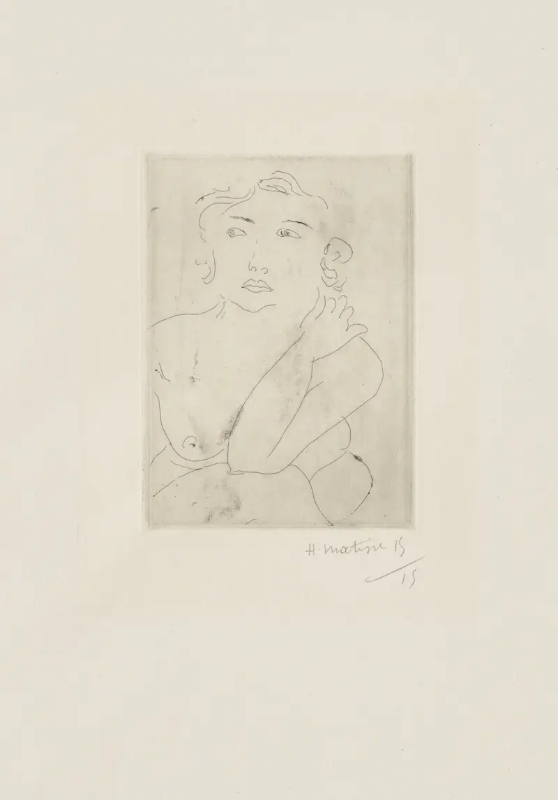 Nu assis, bras gauche replié vers la nuque av Henri Matisse