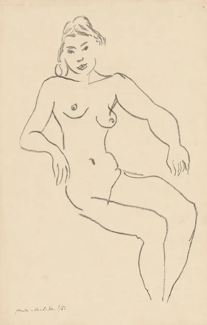 Nu assis, chevelure foncée av Henri Matisse