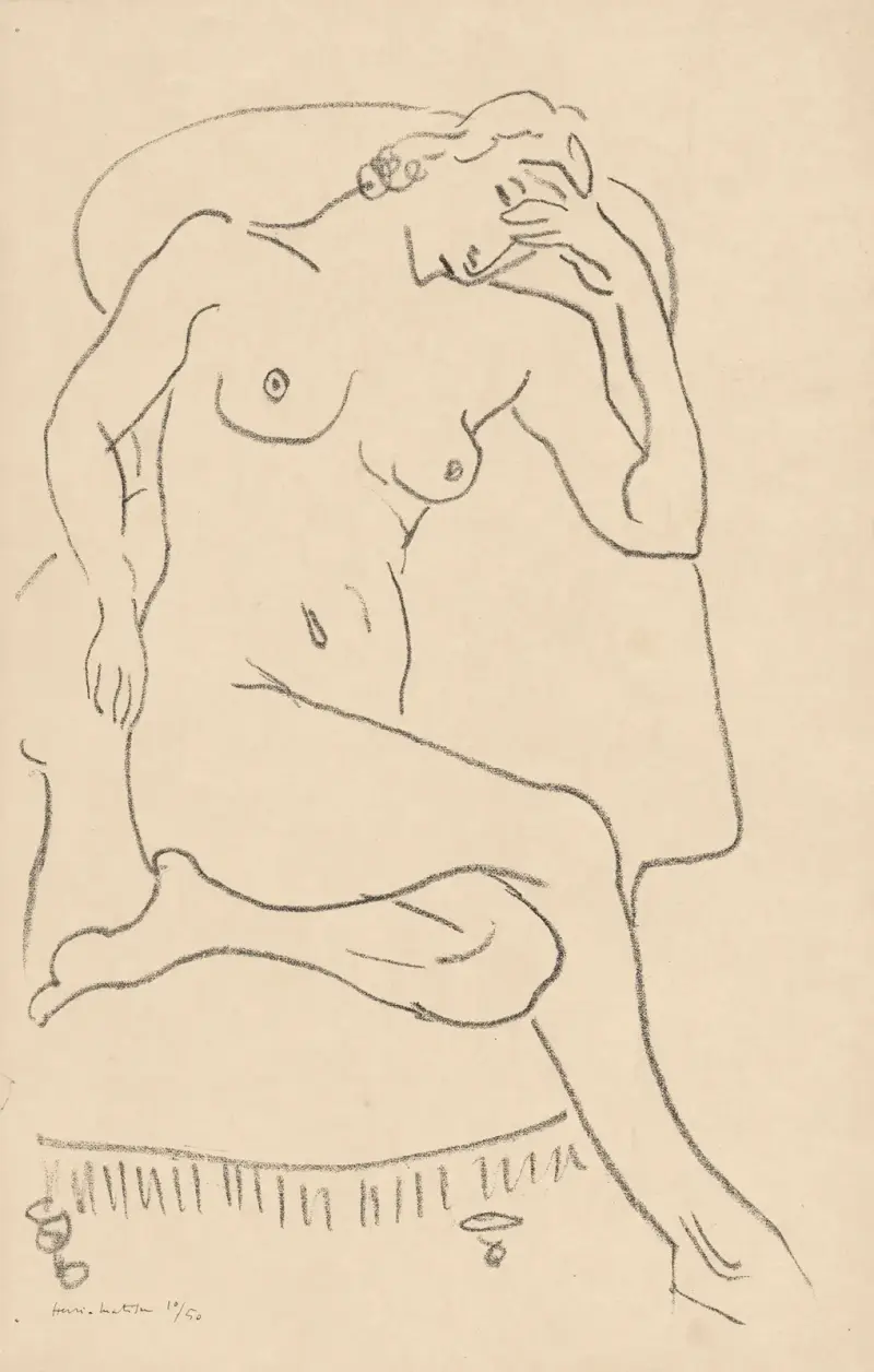 Nu assis dans un fauteuil, une jambe repliée av Henri Matisse