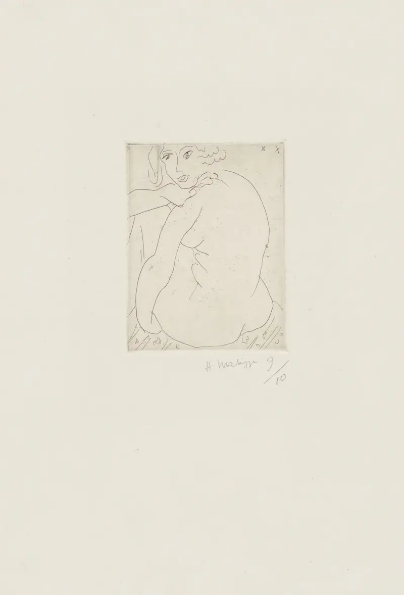 Nu assis de trois-quarts, le visage de face av Henri Matisse