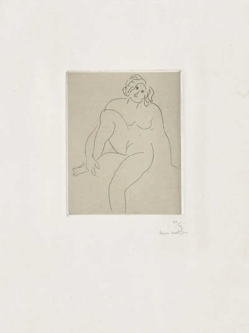 Nu assis, le bras entourant la jambe repliée av Henri Matisse