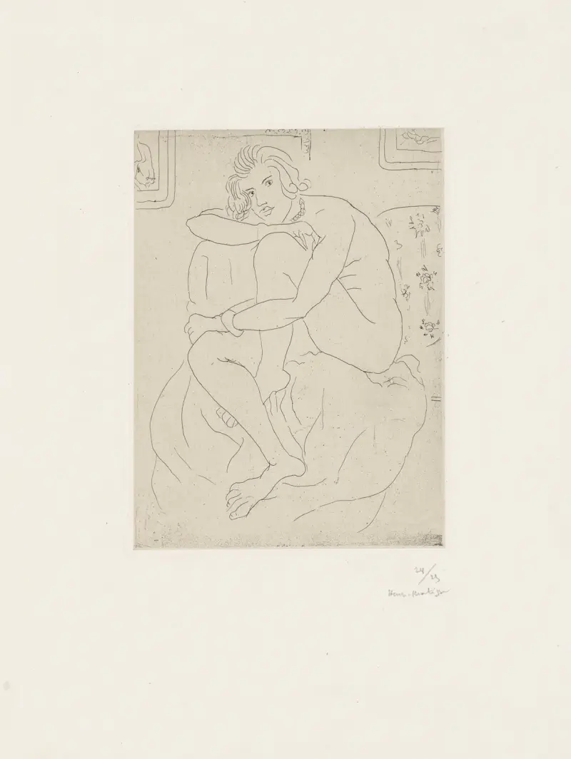 Nu assis, mains aux genoux av Henri Matisse