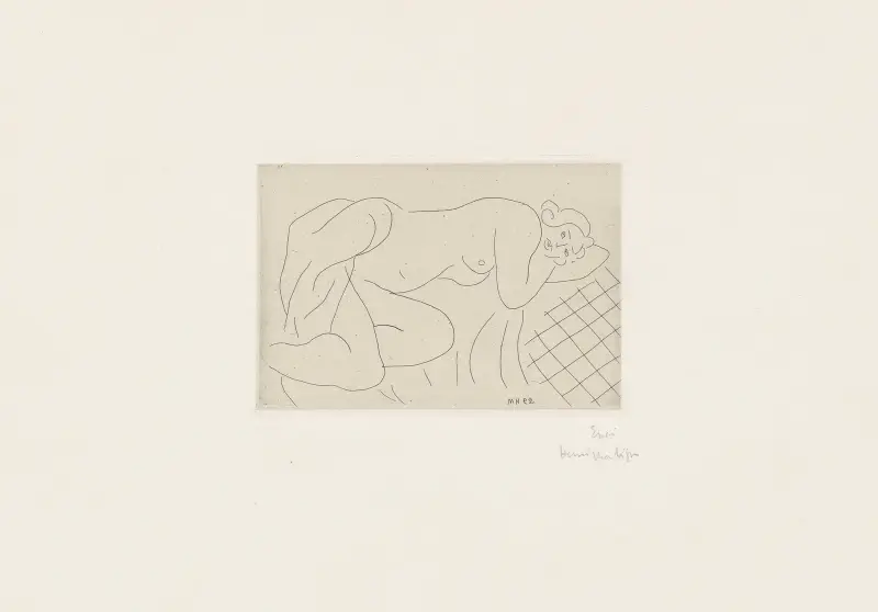 Nu couché sur le côté, les bras sous la tête av Henri Matisse