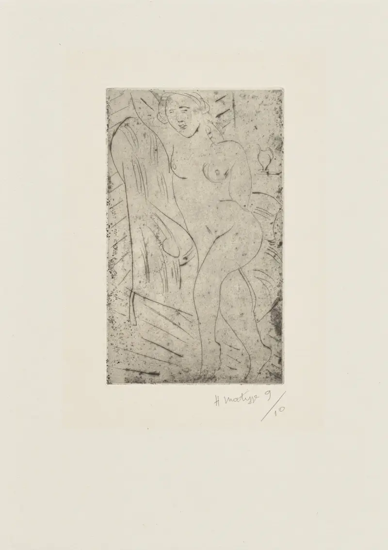 Nu dans un fauteuil, jambes croisées, bras droit levé av Henri Matisse