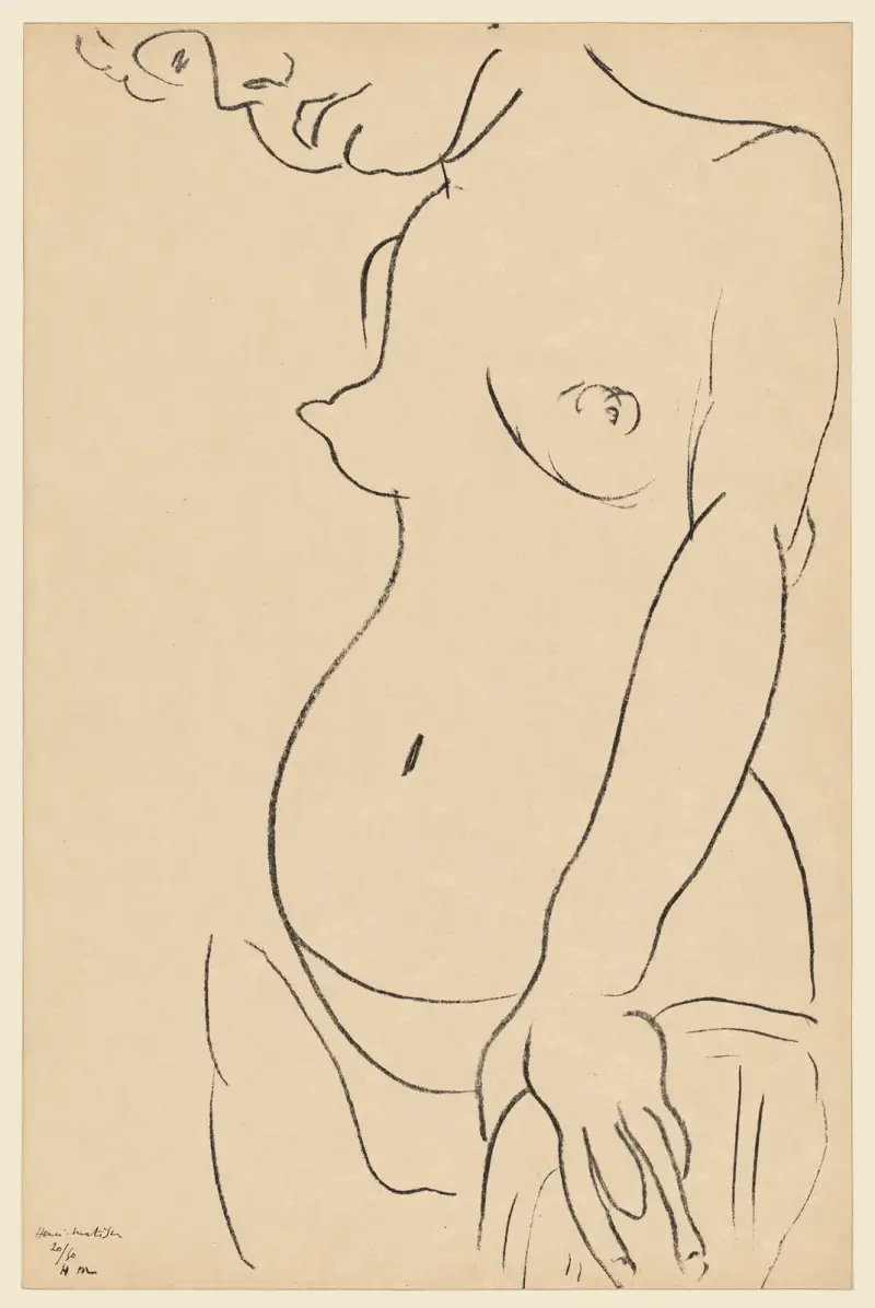 Nu de trois-quarts, une partie de la tête coupée av Henri Matisse
