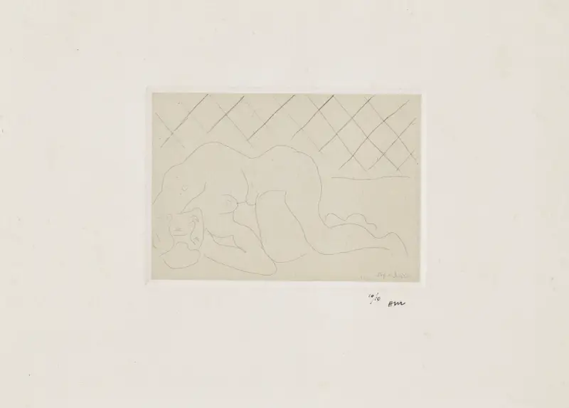 Nu renversé, fond à carreaux av Henri Matisse