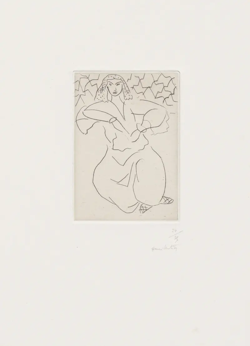 Sittande orientalisk kvinna med slöja över huvudet av Henri Matisse