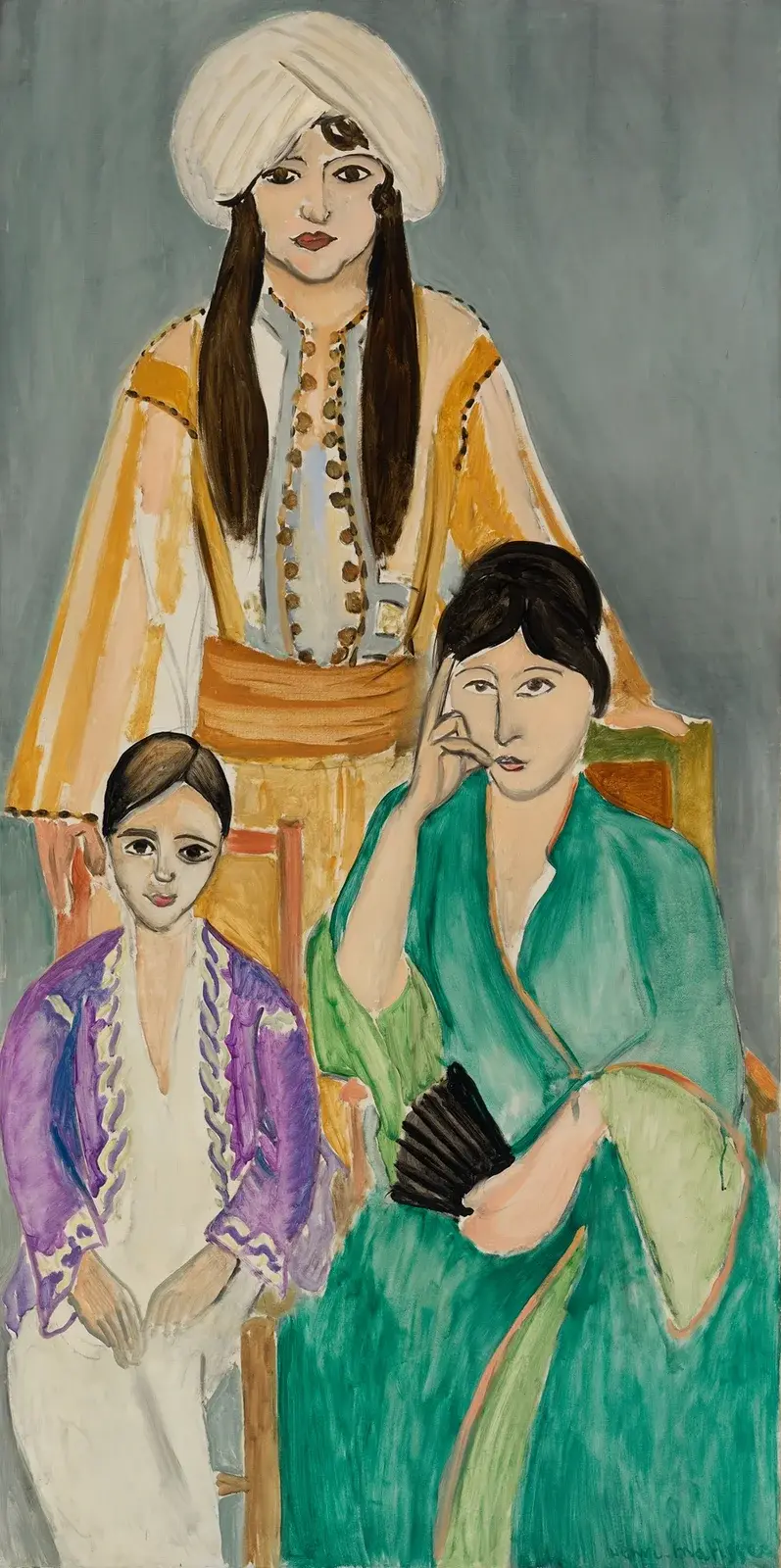Drei Schwestern vor grauem Hintergrund von Henri Matisse