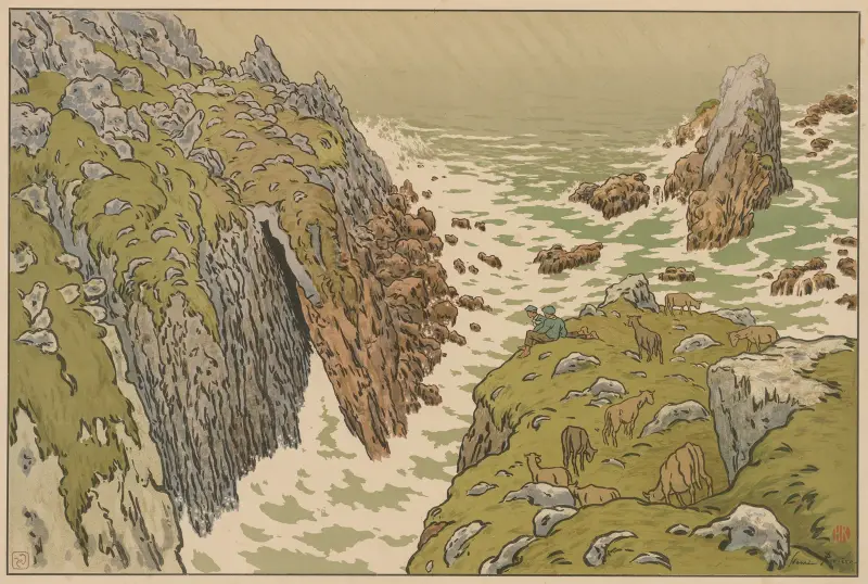 Aspects of Nature; The Cliff av Henri Rivière