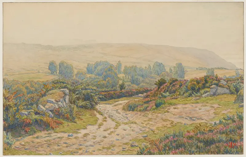 Brume et rosée. Landes de Pors Léonnec. Morgat av Henri Rivière