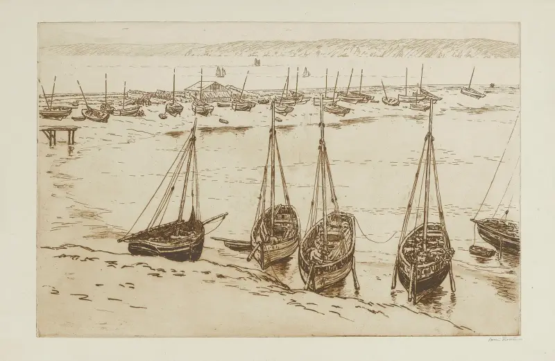 Camaret, båtar vid ebb av Henri Rivière