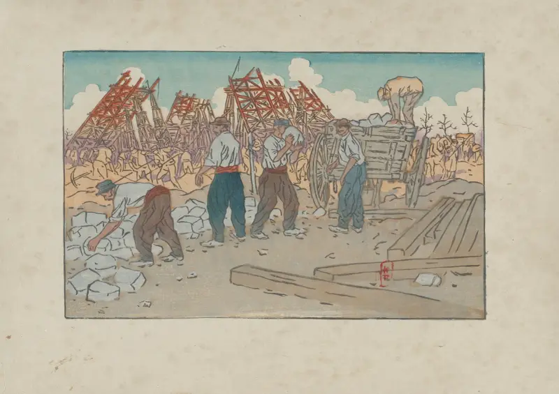 Bygget av Eiffeltornet av Henri Rivière
