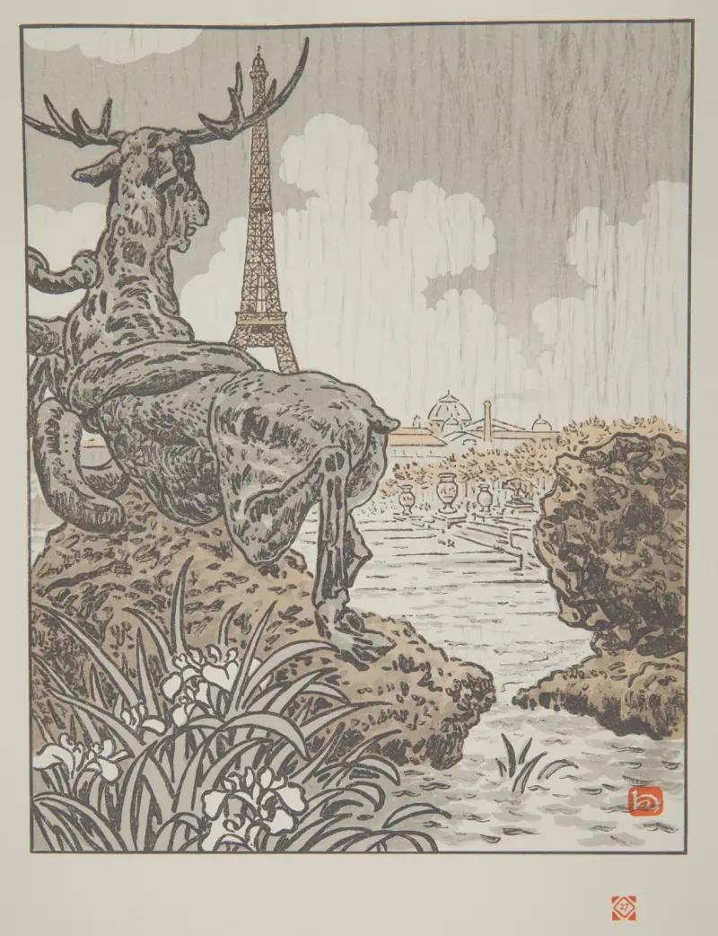 Derriere l’elan de Fremiet (Trocadero) av Henri Rivière