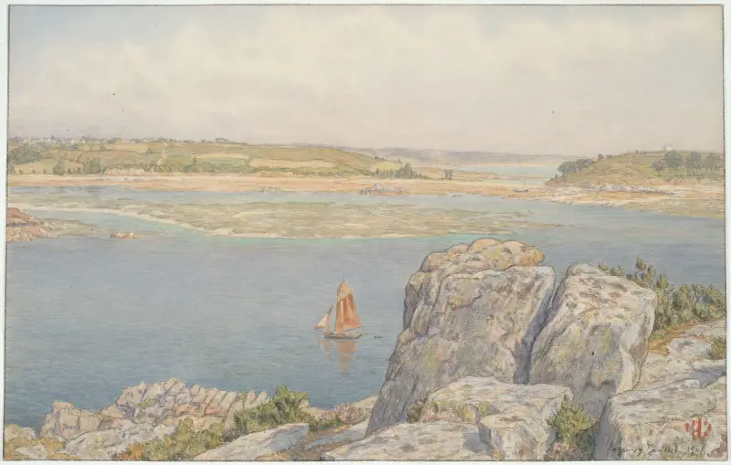 Mynningen av Trieux vid Île à Bois, Loguivy av Henri Rivière