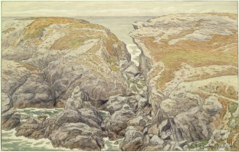 Klippor vid Belle-Isle-en-Mer av Henri Rivière