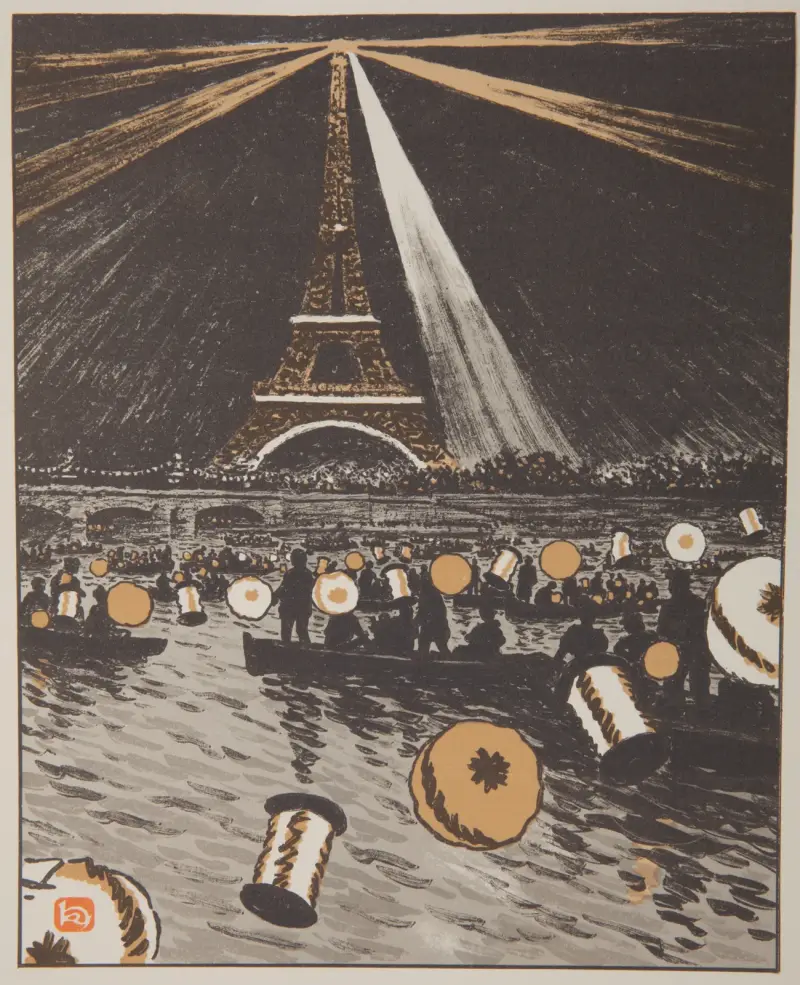 Fest på Seine, 14 juli av Henri Rivière
