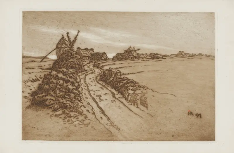 La Palud, vägen till byn och väderkvarnen av Henri Rivière