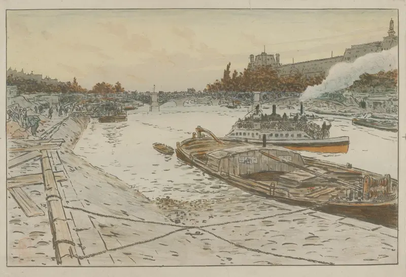 Le Pont des Saints-Pères (pont du Carrousel) och Louvren av Henri Rivière