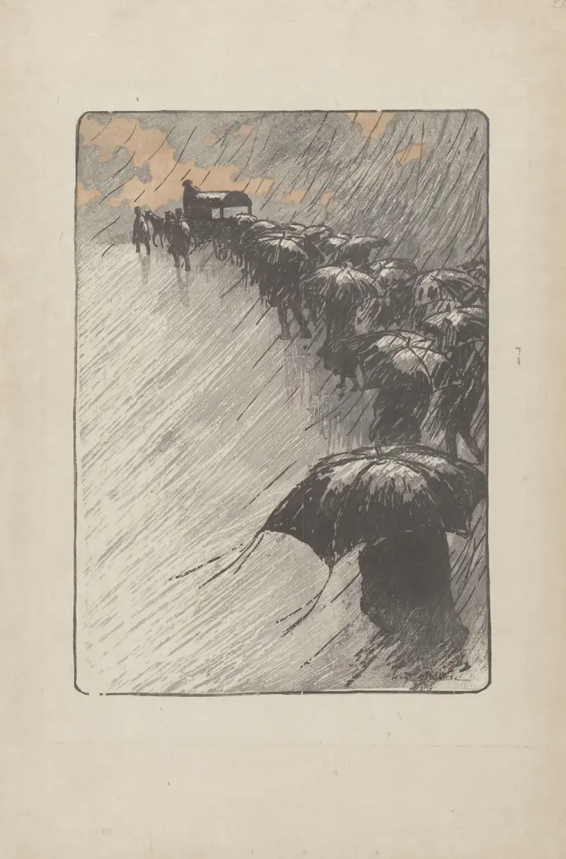 Begravningen med paraplyer av Henri Rivière
