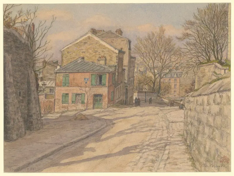 Montmartre (hörnet av rue des Saules och rue de l’Abreuvoir) av Henri Rivière