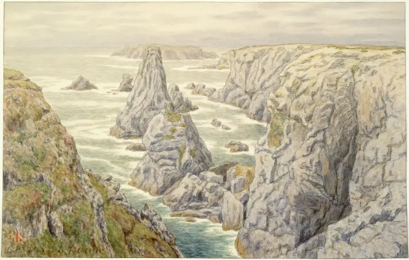 Klipporna vid Port Coton. Belle-Île av Henri Rivière