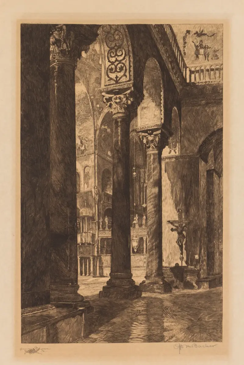 Interiör från Markuskyrkan, Venedig av Otto Henry Bacher
