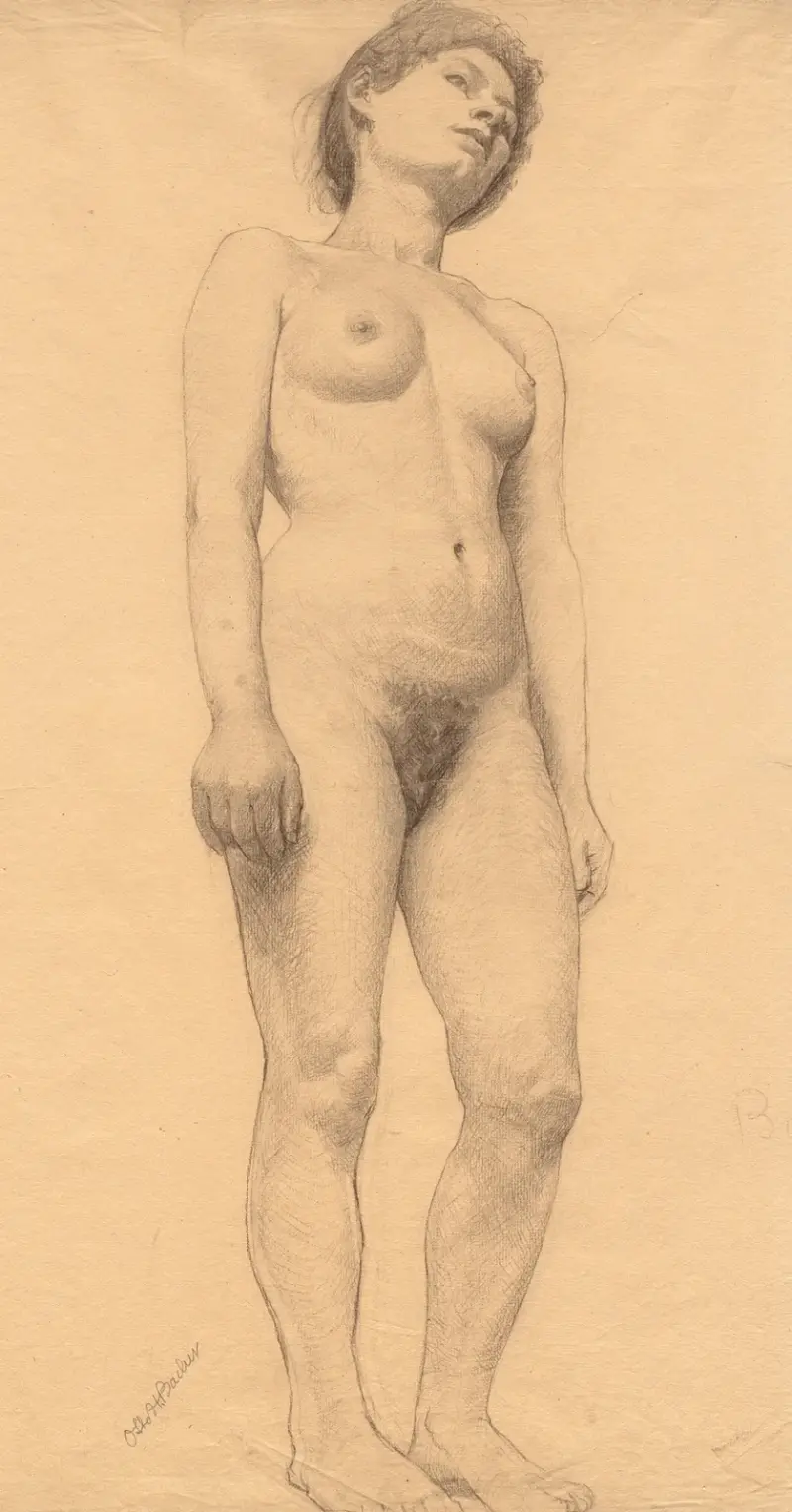 Standing Female Nude (probably 1878-79) av Otto Henry Bacher