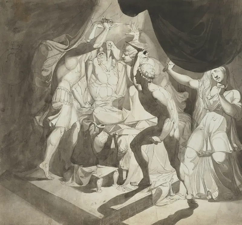 An Old Man Murdered by Three Younger Men av Henry Fuseli
