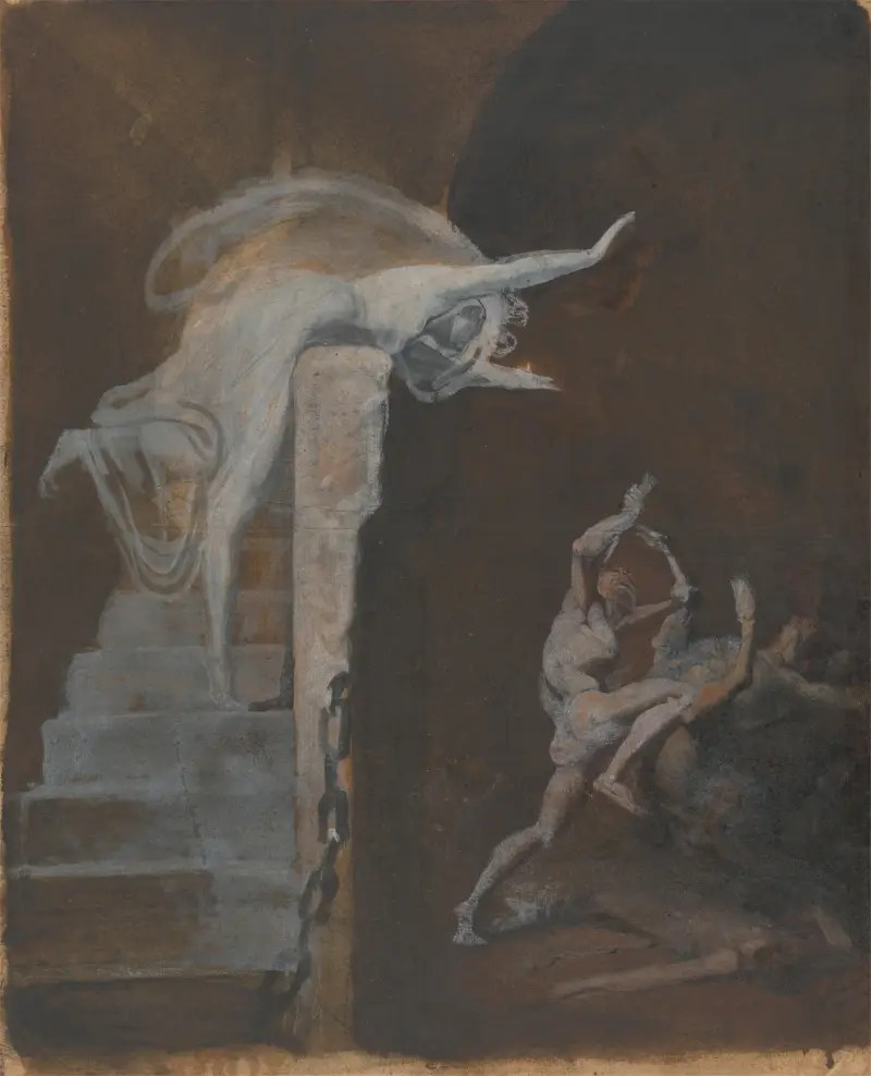 Ariadne som betraktar Theseus kamp med Minotaurus av Henry Fuseli