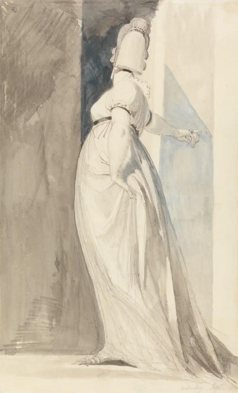 Ryggvy av stående kvinna, kallad Mrs. Fuseli av Henry Fuseli