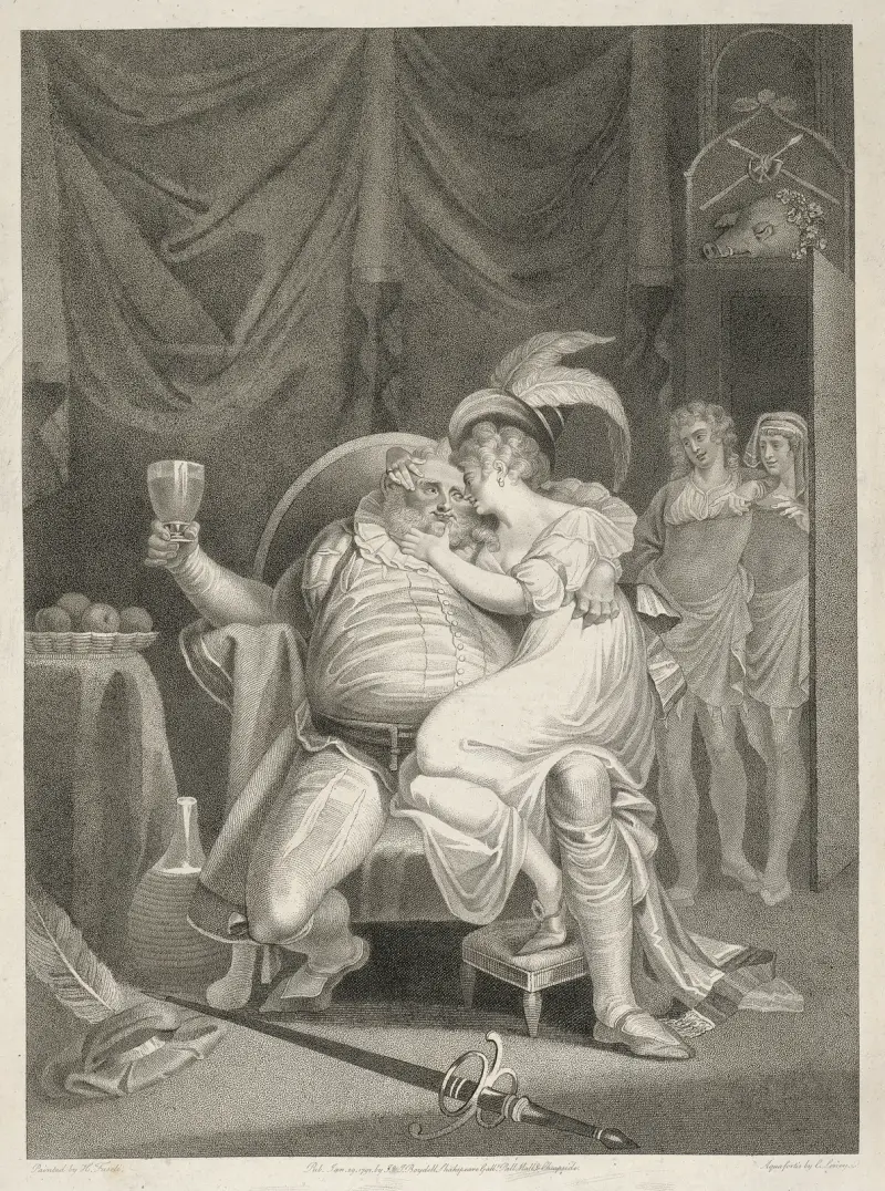 Heinrich IV., Zweiter Teil, Zweiter Aufzug, Vierte Szene. „Doll Tearsheet, Falstaff, Henry & Poins“ von Henry Fuseli