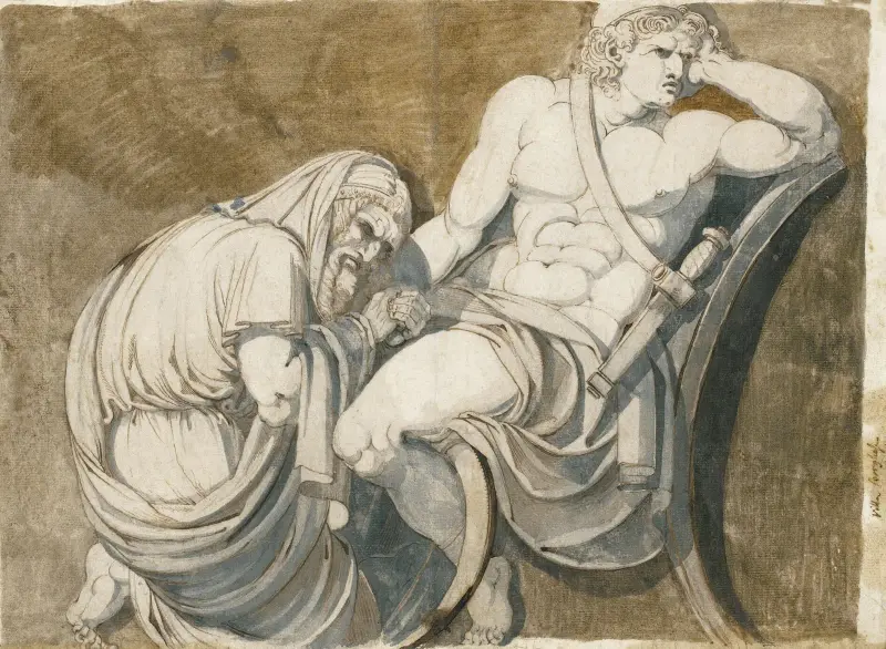 Kung Priamos bön till Akilles om Hektors kropp av Henry Fuseli