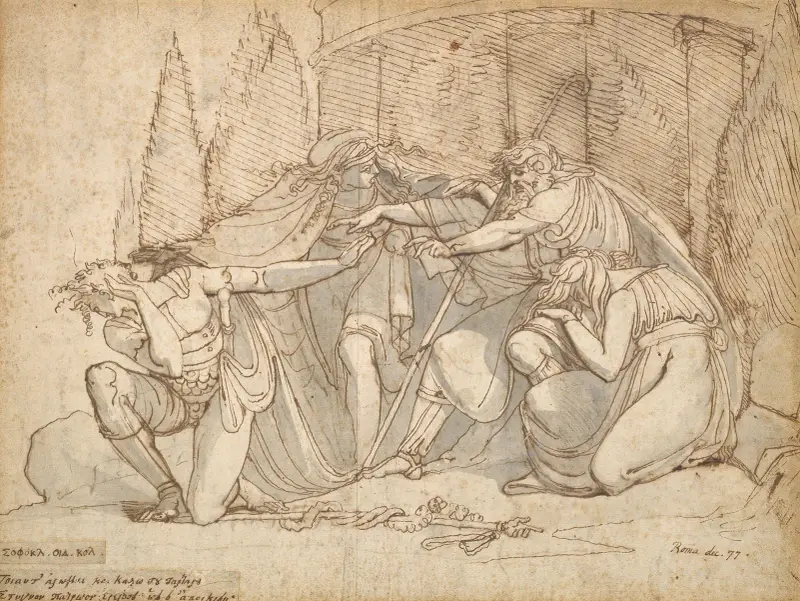 Oidipus i Kolonos, förbannar sin son Polyneikes av Henry Fuseli