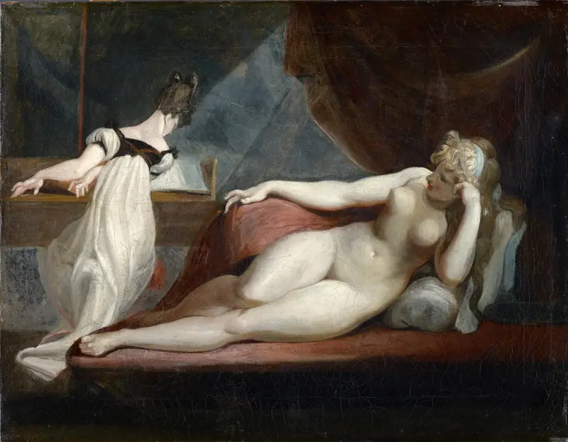 Reclining Nude And Woman At The Piano av Henry Fuseli