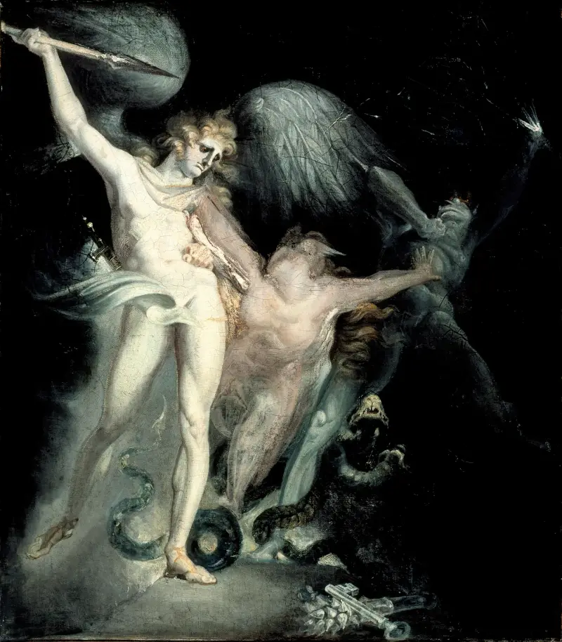 Satan und der Tod mit der dazwischen tretenden Sünde von Henry Fuseli