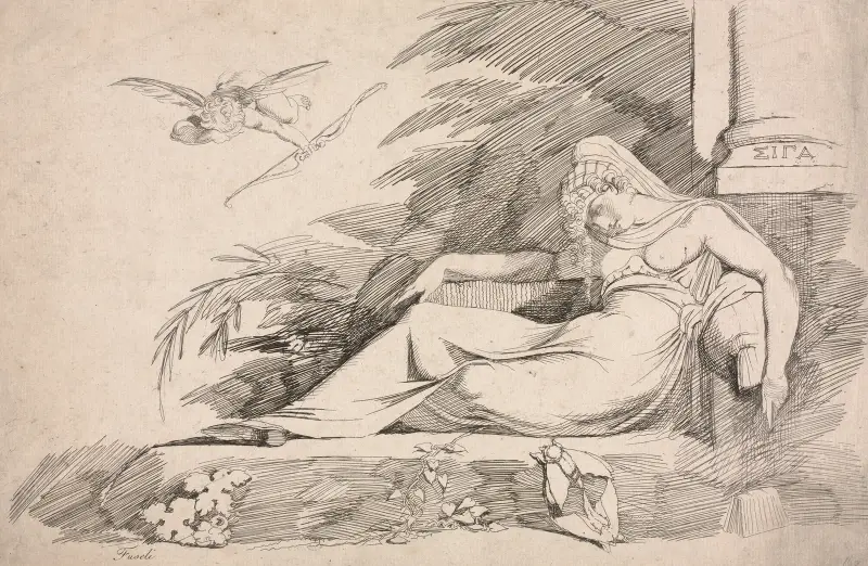 Sleeping Woman with a Cupid av Henry Fuseli