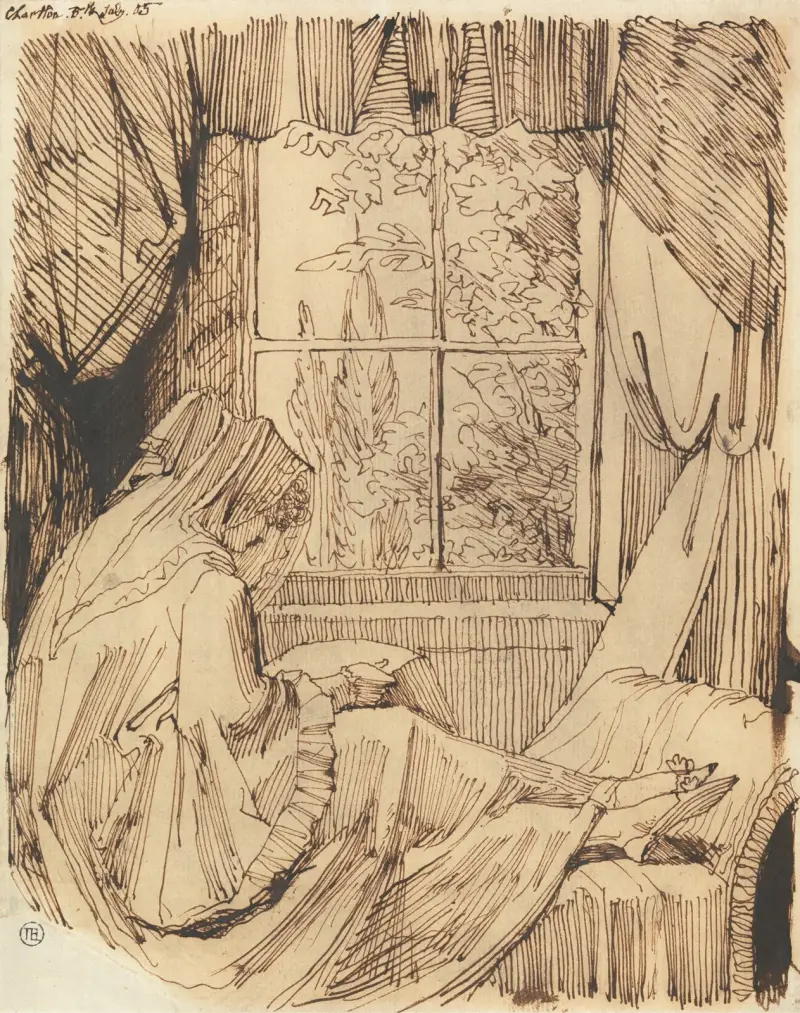 Kvinna läsande, sittande framför ett fönster av Henry Fuseli