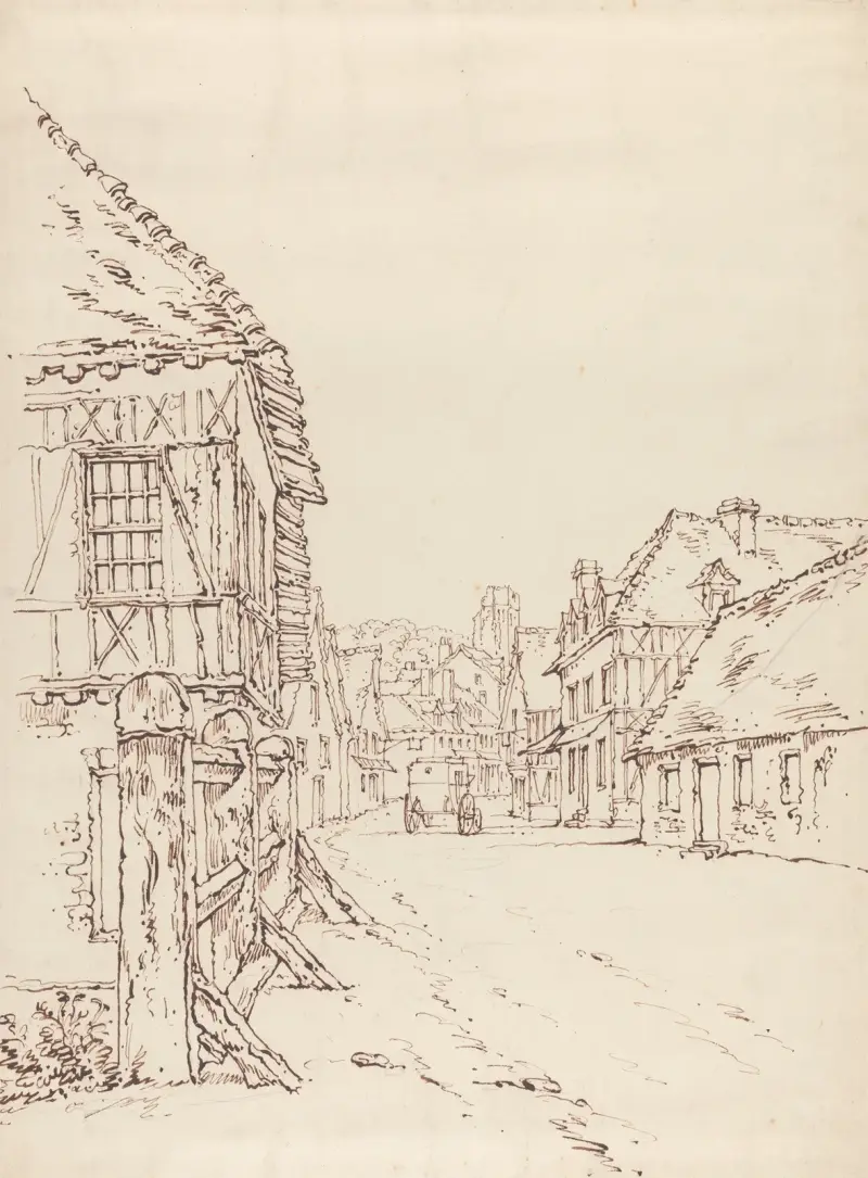 View of a Street in a French Town av William Henry Hunt