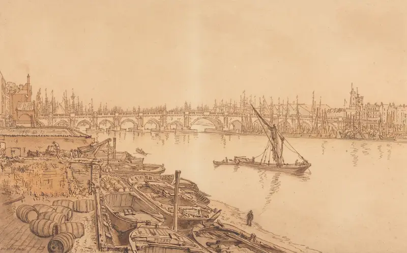 Blick auf die alte London Bridge von William Henry Hunt