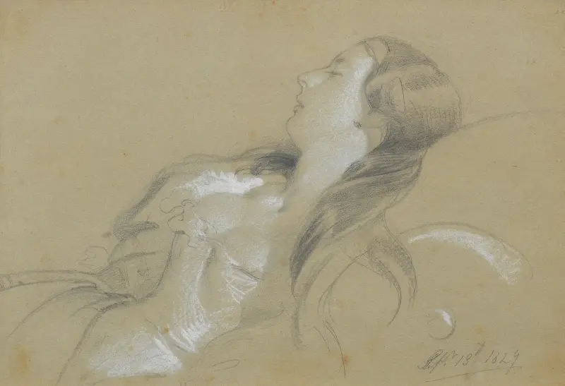 Skiss av en sovande dam av Sir Edwin Henry Landseer