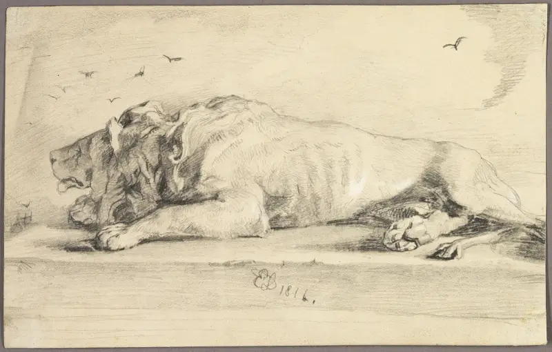 Reclining Lion av Sir Edwin Henry Landseer
