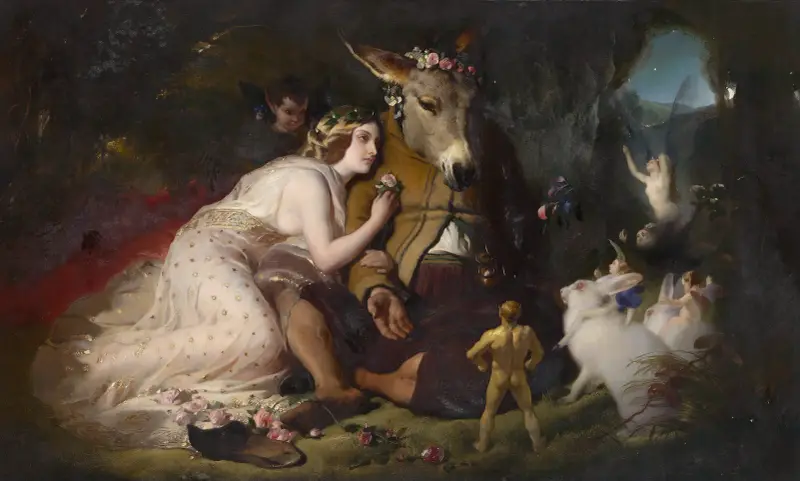 Scene from a Midsummer Night’s Dream. Titania and Bottom av Sir Edwin Henry Landseer