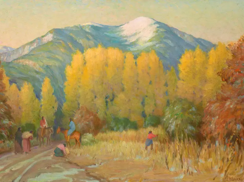 Alter Weg zum Pueblo von Taos – Abendglühen von Joseph Henry Sharp